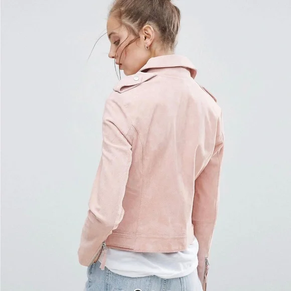 ASOS Pink Suede Motorcycle Jacket *NWT* - Picture 6 of 9